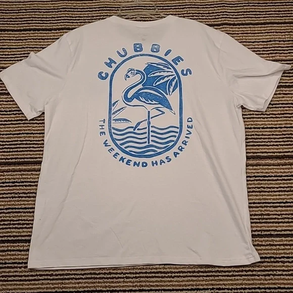 CHUBBIES White Blue The Flamingo Shirt Large Short Sleeve Mens T Shirt‎ NEW - Picture 8 of 8
